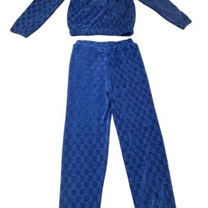 Cozy Kids Blue Checkered Sweat Suit